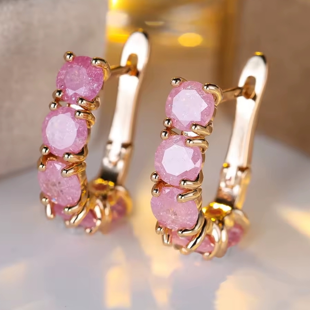 18 KT Gold Over Titanium Pink Hoop Earrings